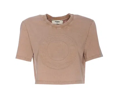 Fendi Roma Crop Top In Brown