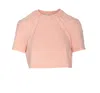Fendi Peach Crewneck Cropped T-shirt In Pink