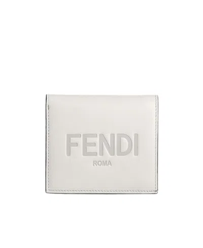 Fendi Roma Double-folded Logo Wallet In White