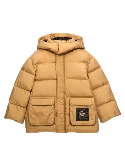 Fendi Kids'  Roma Down Jacket In Beige