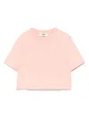 Fendi Peach Crewneck Cropped T-shirt In Pink