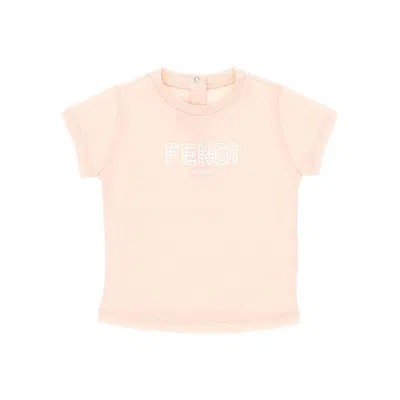 Fendi Roma Embroidery T-shirt Kids In Pink