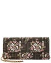 Fendi Flower Bouquet Ff Fabric Wallet With Chain Accessories In Brown