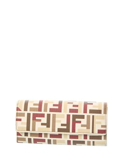 Fendi Roma Ff Wallet On Chain In Beige