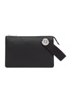 Fendi Roma Leather Clutch Bag In Black