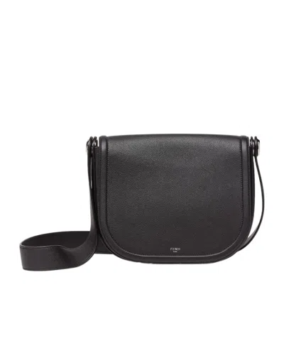 Fendi Roma Leather Cross Body Bag In Black