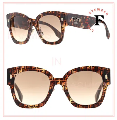 Pre-owned Fendi Roma Logo Print 0458 Havana Brown Chunky Oversized Sunglasses Ff0458gs