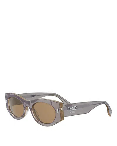 Fendi Roma Oval Sunglasses, 52mm In Gray