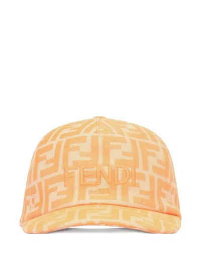 Fendi Roma Pattern Baseball Cap In Orange