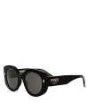 Fendi Womens Black Fe40137i Roma Round-frame Acetate Sunglasses In Black