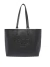 Fendi Roma Logo Embossed Shopper Bag In Black