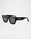 Fendi Roma Snakeskin Square Sunglasses In Shiny Black Smoke