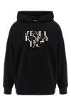 Fendi Roma Logo Hooded Sweatshirt In Black