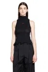 Fendi High Neck Fitted Sleeveless Top With Ruffles Clothing In Black