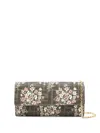 Fendi Flower Bouquet Ff Fabric Wallet Chain In Brown