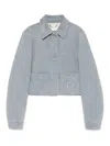 Fendi Logo Stamp Cropped Denim Jacket In Taupe