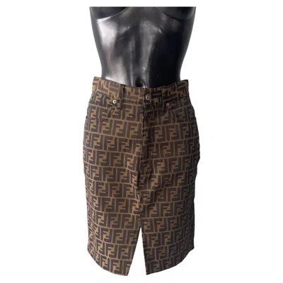 Pre-owned Fendi Rome Amor Jeans Ff Skirt Pumpkin Iconic, 2000s In Black