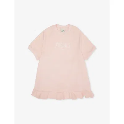 Fendi Kids' Rosa Peony Logo-print Cotton-jersey Sweat Dress 4-10 In Pink