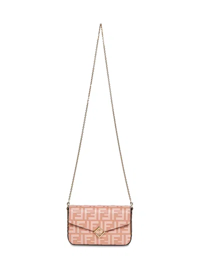 Fendi Rose Wallet On Chain Ff Diamonds Minibag In Pink