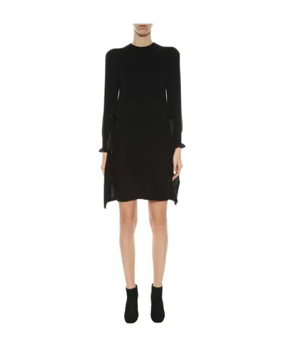 Fendi Round-collar Long-sleeved Dress In Black