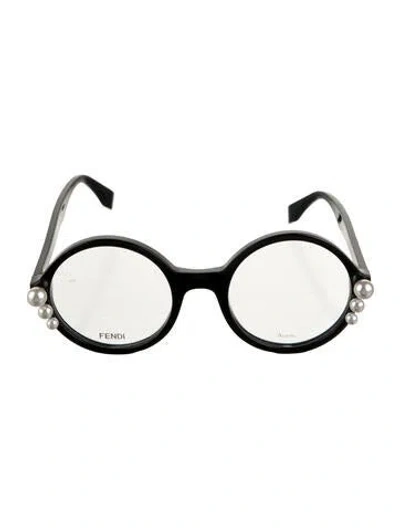 Pre-owned Fendi Round Eyeglasses In Black