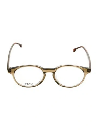 Pre-owned Fendi Round Eyeglasses In Brown