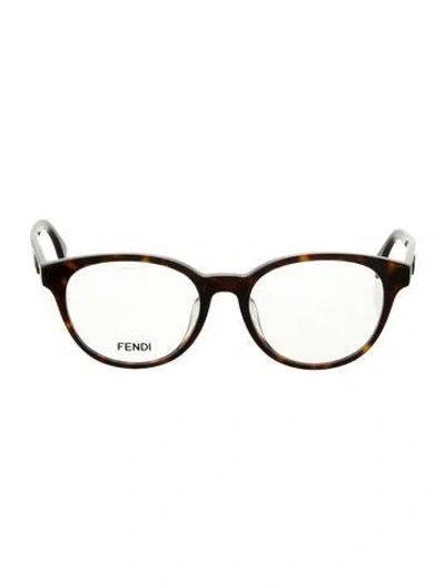 Pre-owned Fendi Round Eyeglasses In Brown
