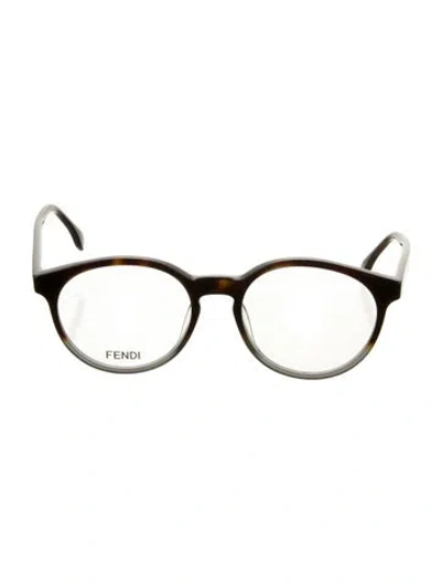 Pre-owned Fendi Round Eyeglasses In Brown