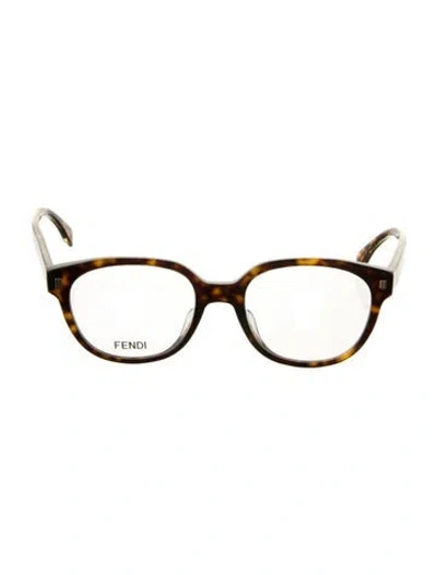 Pre-owned Fendi Round Eyeglasses In Brown