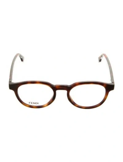 Pre-owned Fendi Round Eyeglasses In Brown