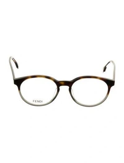 Pre-owned Fendi Round Eyeglasses In Brown
