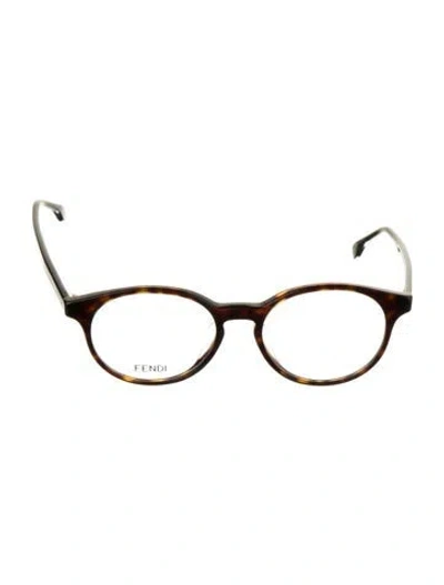Pre-owned Fendi Round Eyeglasses In Brown