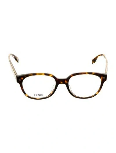 Pre-owned Fendi Round Eyeglasses In Brown