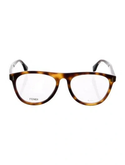 Pre-owned Fendi Round Eyeglasses In Green