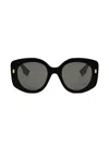 Fendi Womens Black Fe40137i Roma Round-frame Acetate Sunglasses In Black