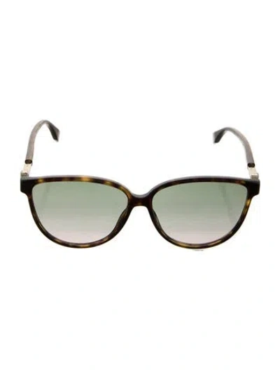 Pre-owned Fendi Round Gradient Sunglasses In Brown