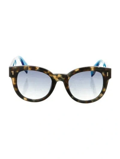 Pre-owned Fendi Round Gradient Sunglasses In Brown