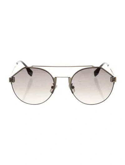 Pre-owned Fendi Round Gradient Sunglasses In Gold