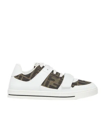 Fendi Round-head Sneakers In White