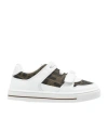Fendi Kids Leather Jacquard Logo Trainers In White