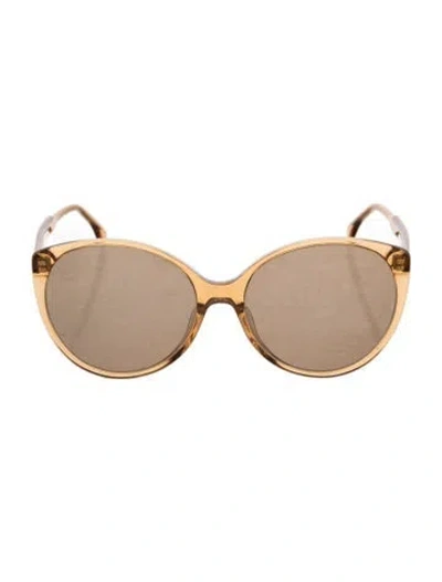 Pre-owned Fendi Round Mirrored Sunglasses In Clear/gold