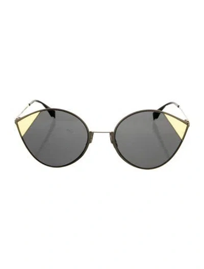 Pre-owned Fendi Round Mirrored Sunglasses In Gold