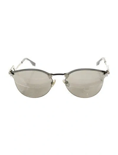 Pre-owned Fendi Round Mirrored Sunglasses In Gray