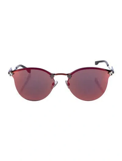 Pre-owned Fendi Round Mirrored Sunglasses In Red/silver