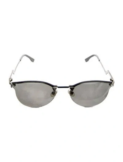 Pre-owned Fendi Round Mirrored Sunglasses In Silver
