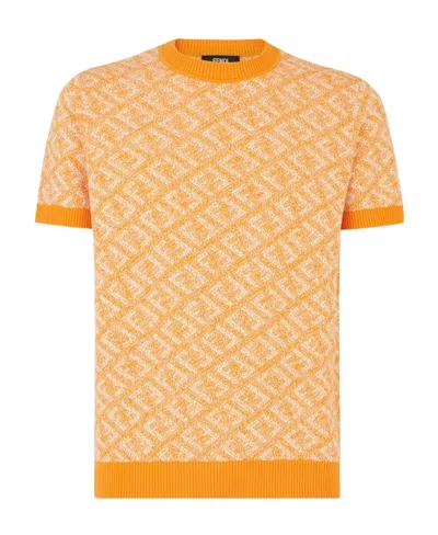 Fendi Round Neck And Short Sleeve Pullover In Nude