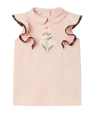 Fendi Round Neck Dress In Nude