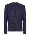 Fendi Men Braided Wool Sweater With Ff Details In Blue