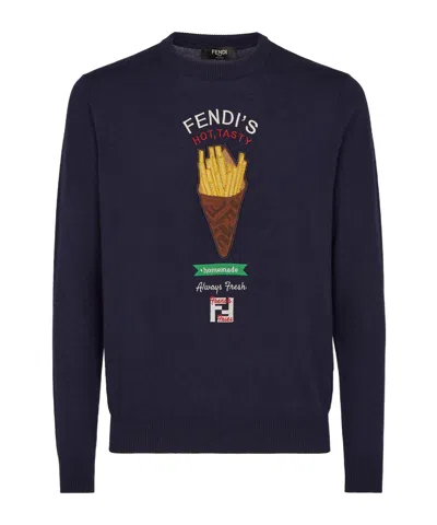 Fendi Round-neck Pullover In Blue