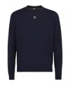 Fendi Wool Sweater With Ff Metal Logo In Black